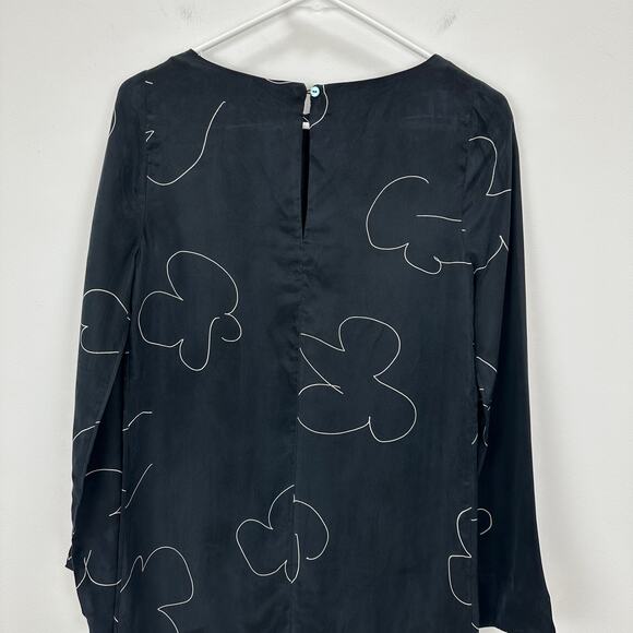 Madewell Shift Mini Dress Long Sleeve True Black Cupro Minimalist Light XXS NWT - Picture 13 of 13